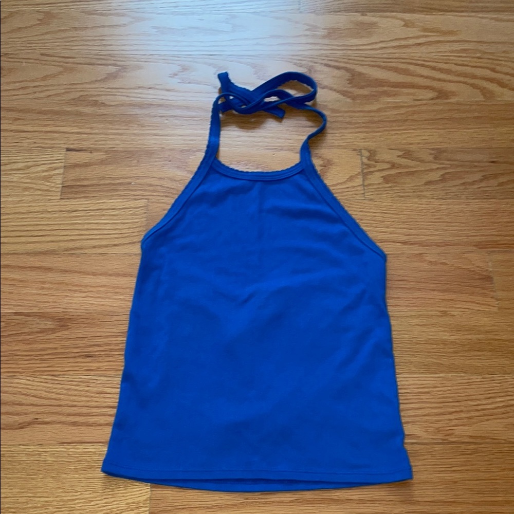 Blue halter tank top